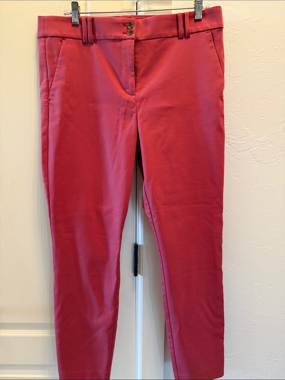 LOFT Coral-Red (pomegranate) Skinny Cropped Ankle Pants - Picture 3 of 7
